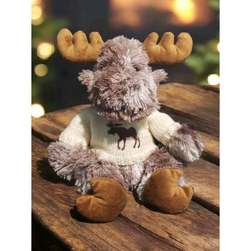 Wishpets Mitch Jr. Moose 2005 Plush 15" Stuffed Pet Toy With Cream Knit‎ Sweater